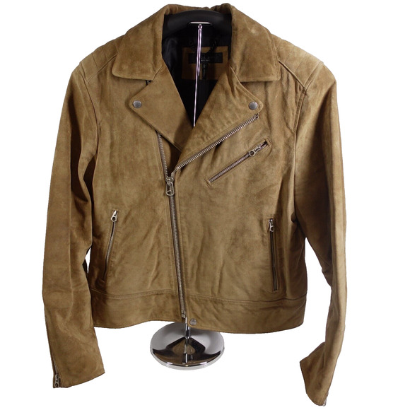 Rag & Bone Suede Lamb Leather Motorcycle Jacket - Sahara Brown, Size Large Used